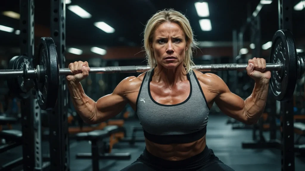 woman back squat hard